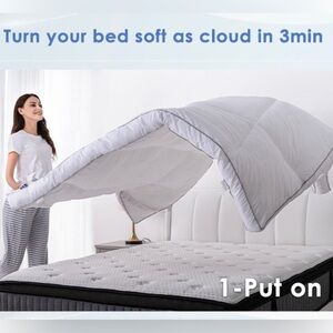 Marine Moon Mattress Topper Full Cooling Plush Pillow Top Mattress Pad Feather
